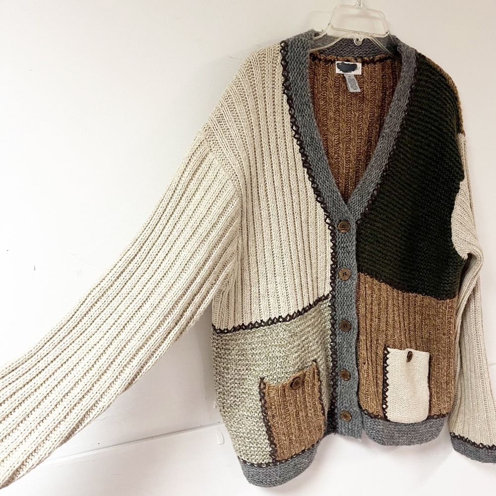 Northern Isles Patchwork Cardigan Patch Pocket Grannie Size Medium - Picture 2 of 11